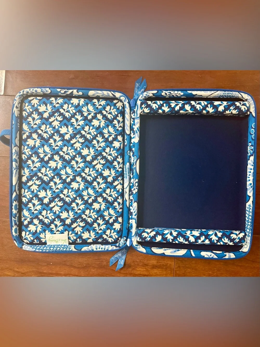 Vera Bradley Blue Lagoon Hard Side Tech Portfolio Organizer Case Bag Crossbody